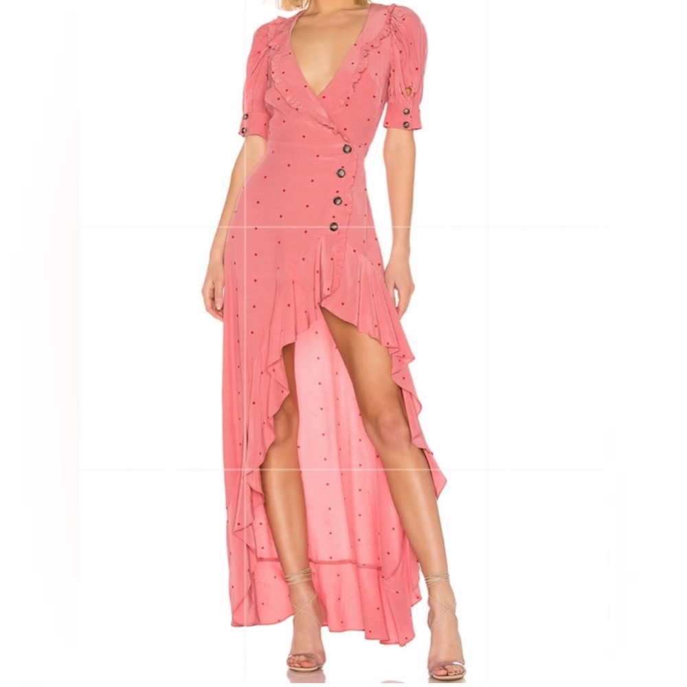 For Love and Lemons X Revolve Wrap Dress in Pink dot color Women size XS